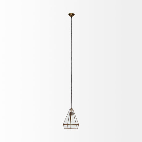 Prima Gold Metal and Glass Pyramid Pendant Light by Mercana at Eve Furniture