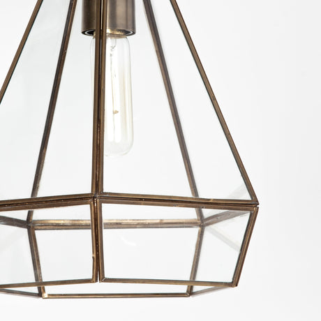 Prima Gold Metal and Glass Pyramid Pendant Light by Mercana at Eve Furniture