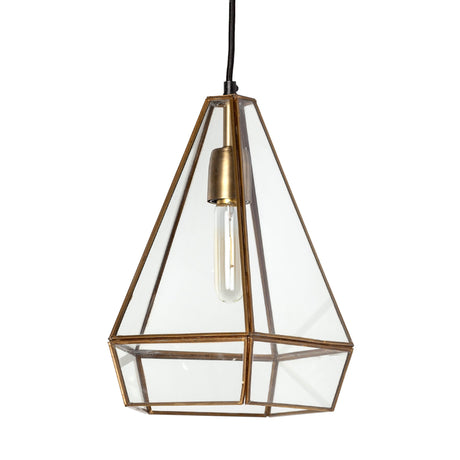 Prima Gold Metal and Glass Pyramid Pendant Light by Mercana at Eve Furniture