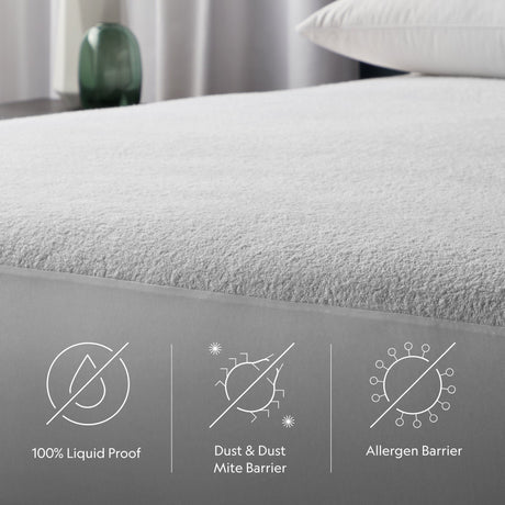 Prime Comfor White King Mattress Protector by Malouf at Eve Furniture