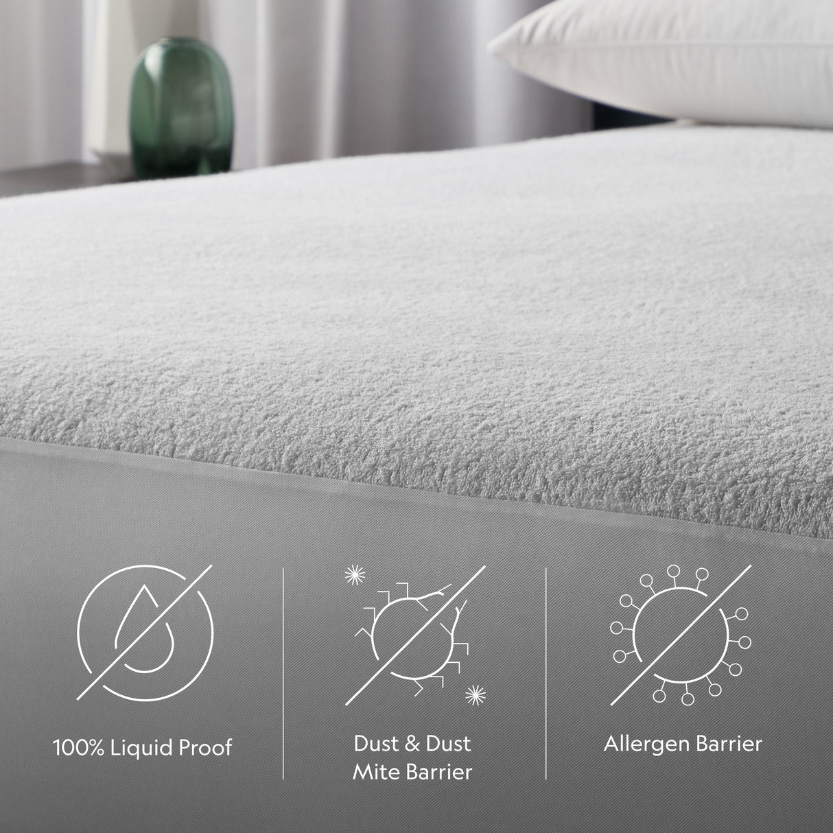 Prime Comfor White Split King Mattress Protector by Malouf at Eve Furniture