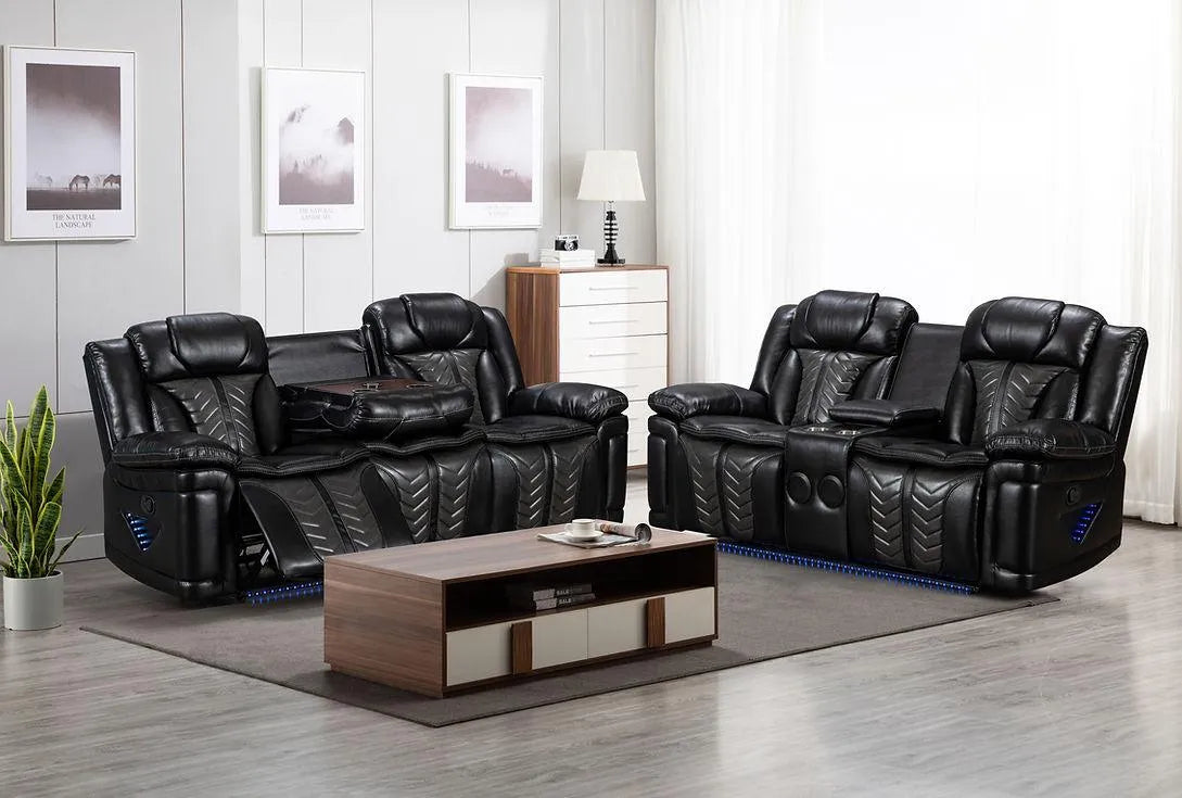 Prime Time Black Reclining Sofa & Loveseat [Special Price] by New Era Innovations at Eve Furniture