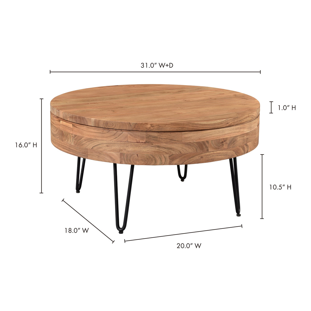 Privado Natural Storage Coffee Table by Moe's Home at Eve Furniture