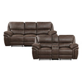 Proctor Brown 2-Piece Double Reclining Set by Homelegance at Eve Furniture