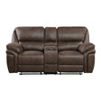 Proctor Brown Microfiber Double Reclining Loveseat with Center Console by Homelegance at Eve Furniture