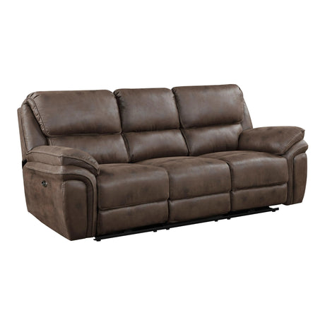 Proctor Brown Microfiber Power Double Reclining Sofa by Homelegance at Eve Furniture