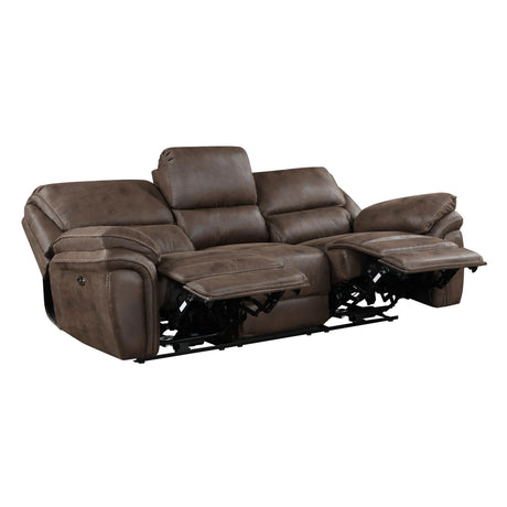 Proctor Brown Microfiber Power Double Reclining Sofa by Homelegance at Eve Furniture
