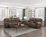 Proctor Brown Microfiber Power Double Reclining Sofa by Homelegance at Eve Furniture