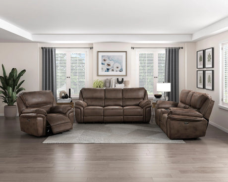 Proctor Brown Microfiber Power Reclining Chair by Homelegance at Eve Furniture