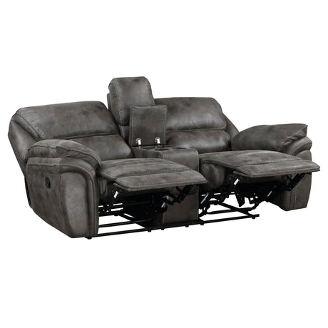 Proctor Gray 2-Piece Microfiber Double Reclining Set by Homelegance at Eve Furniture