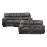 Proctor Gray Microfiber Double Reclining Living Room Set by Homelegance at Eve Furniture