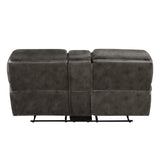 Proctor Gray Microfiber Double Reclining Loveseat with Center Console by Homelegance at Eve Furniture
