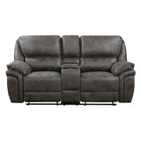 Proctor Gray Microfiber Double Reclining Loveseat with Center Console by Homelegance at Eve Furniture
