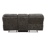 Proctor Gray Microfiber Double Reclining Sofa by Homelegance at Eve Furniture