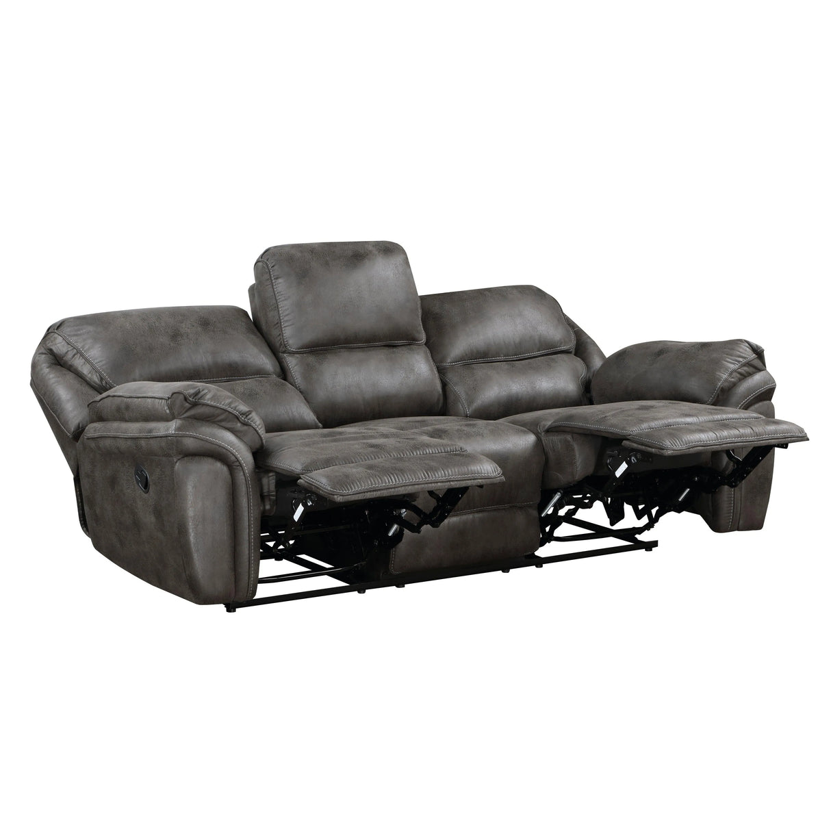 Proctor Gray Microfiber Double Reclining Sofa by Homelegance at Eve Furniture