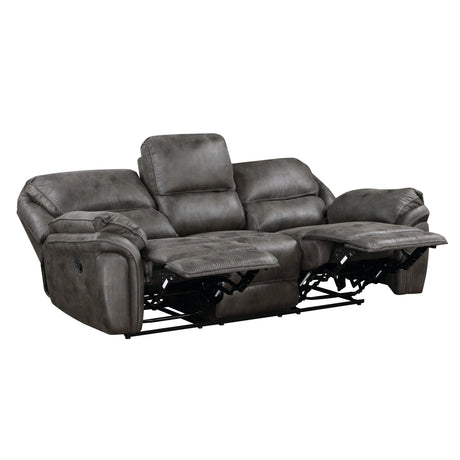 Proctor Gray Microfiber Double Reclining Sofa by Homelegance at Eve Furniture