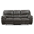 Proctor Gray Microfiber Double Reclining Sofa by Homelegance at Eve Furniture