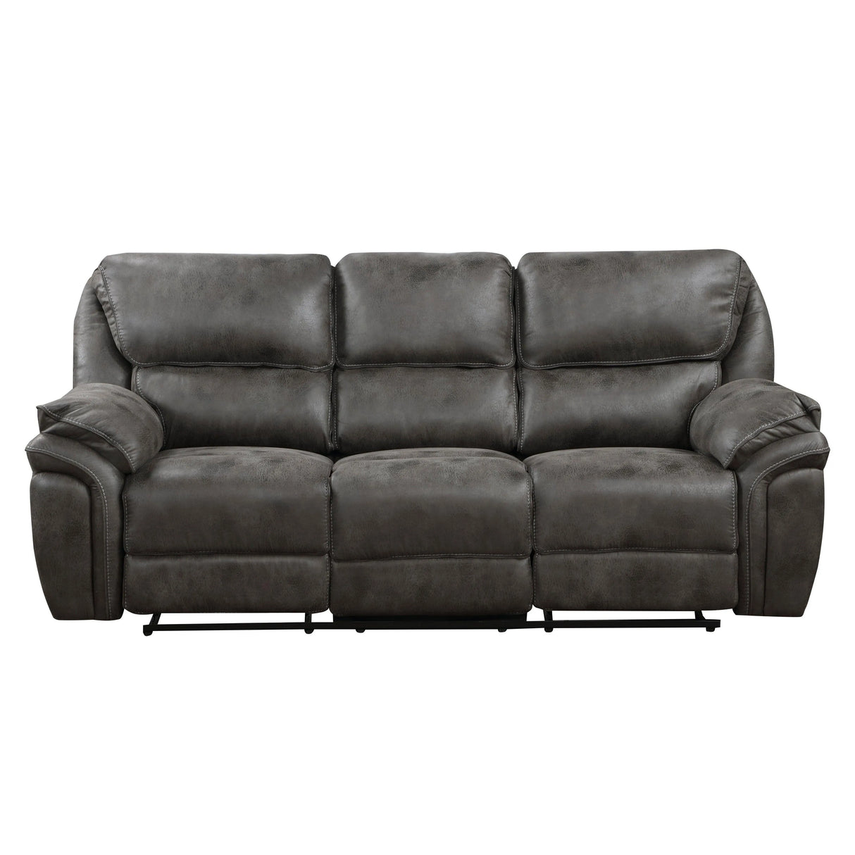 Proctor Gray Microfiber Double Reclining Sofa by Homelegance at Eve Furniture