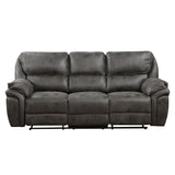 Proctor Gray Microfiber Double Reclining Sofa by Homelegance at Eve Furniture