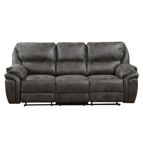Proctor Gray Microfiber Double Reclining Sofa by Homelegance at Eve Furniture