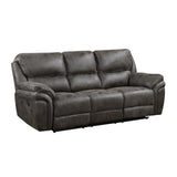 Proctor Gray Microfiber Double Reclining Sofa by Homelegance at Eve Furniture