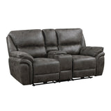 Proctor Gray Microfiber Power Double Reclining Loveseat with Center Console by Homelegance at Eve Furniture