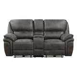 Proctor Gray Microfiber Power Double Reclining Loveseat with Center Console by Homelegance at Eve Furniture
