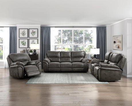 Proctor Gray Microfiber Power Double Reclining Sofa by Homelegance at Eve Furniture