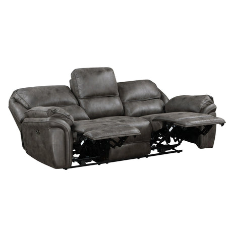 Proctor Gray Microfiber Power Double Reclining Sofa by Homelegance at Eve Furniture