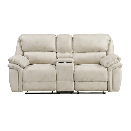 Proctor Pawter Double Reclining Loveseat with Center Console by Homelegance at Eve Furniture