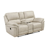 Proctor Pawter Double Reclining Loveseat with Center Console by Homelegance at Eve Furniture