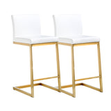 Parma Performance Vegan Leather and Gold Stainless Steel Counter Stool - Set of 2 by TOV Furniture at Eve Furniture