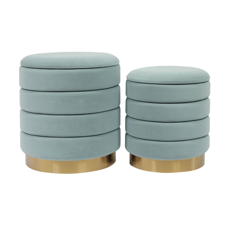 Saturn Velvet Storage Ottomans - Set of 2 by TOV Furniture at Eve Furniture