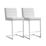 Helsinki White Performance Vegan Leather Stool - Set of 2 by TOV Furniture at Eve Furniture