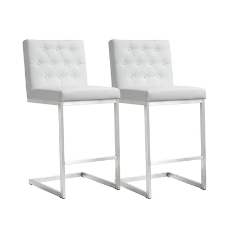 Helsinki White Performance Vegan Leather Stool - Set of 2 by TOV Furniture at Eve Furniture