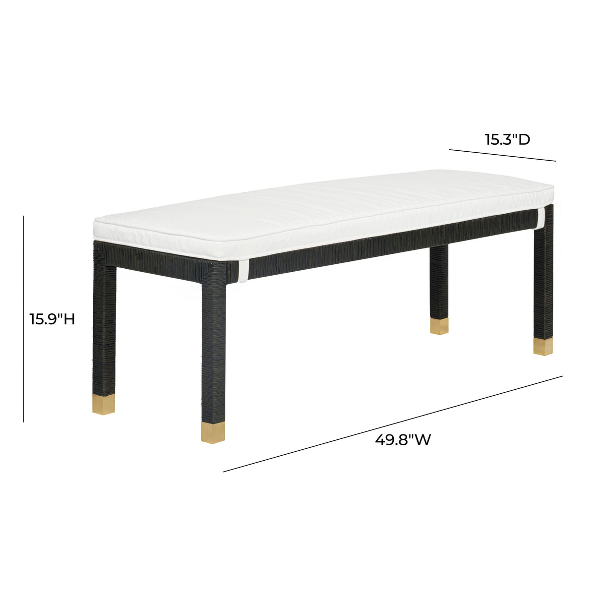 Amara Woven Rattan Performance Fabric Bench by TOV Furniture at Eve Furniture