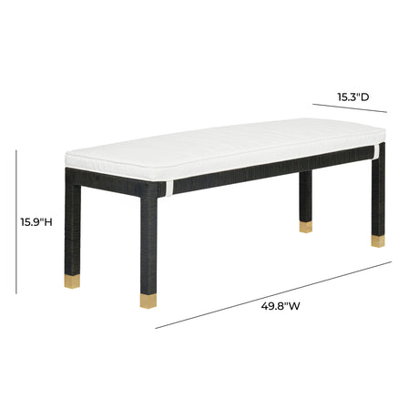 Amara Woven Rattan Performance Fabric Bench by TOV Furniture at Eve Furniture