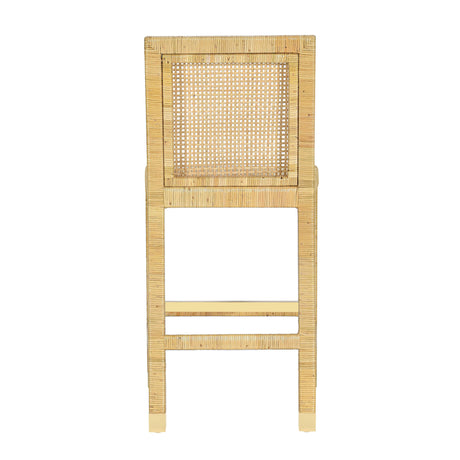 Amara Rattan & Cream Linen Stool by TOV Furniture at Eve Furniture