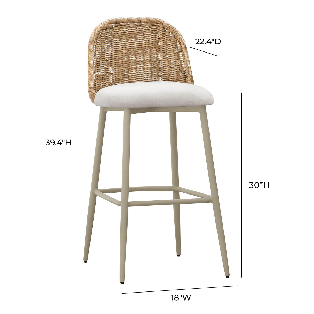 Alexa Performance Fabric Outdoor Stool by TOV Furniture at Eve Furniture