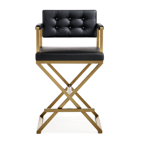 Director Performance Vegan Leather Stool with Gold Base by TOV Furniture at Eve Furniture