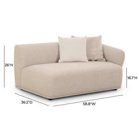 Sylvie Cream Boucle Arm 2-Seater Loveseat by TOV Furniture at Eve Furniture
