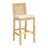 Amara Rattan & Cream Linen Stool by TOV Furniture at Eve Furniture