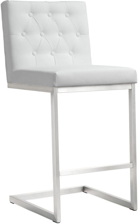 Helsinki White Performance Vegan Leather Stool - Set of 2 by TOV Furniture at Eve Furniture