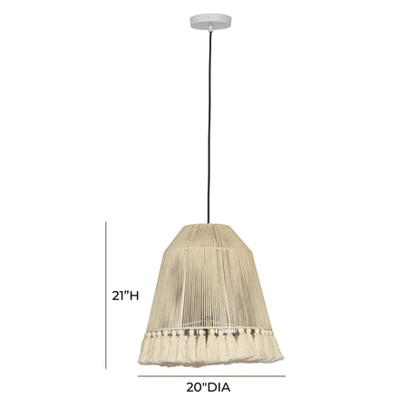 Helen White Cotton Tasseled Pendant Lamp by TOV Furniture at Eve Furniture