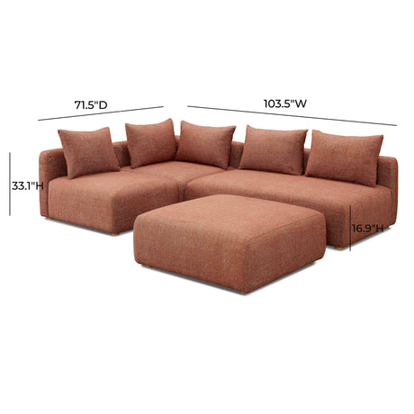 Hangover Heavy Textured Fabric 4-Piece Modular Chaise Sectional by TOV Furniture at Eve Furniture