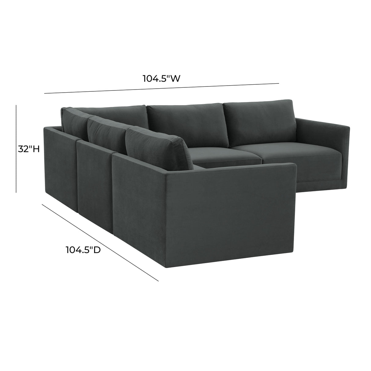 Willow Velvet Modular 5-Piece L Sectional by TOV Furniture at Eve Furniture