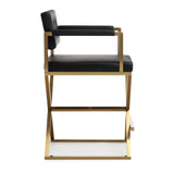 Director Performance Vegan Leather Stool with Gold Base by TOV Furniture at Eve Furniture