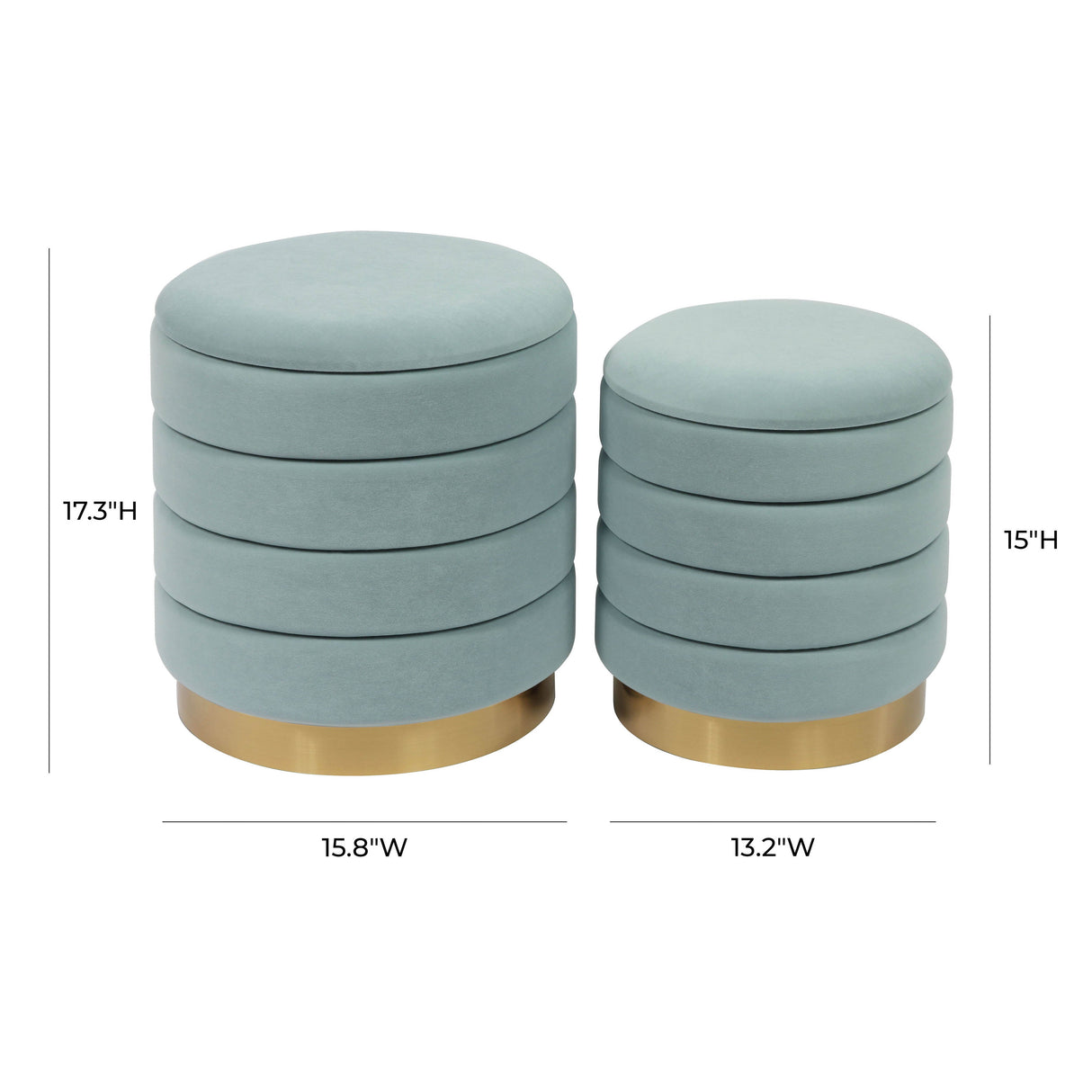 Saturn Velvet Storage Ottomans - Set of 2 by TOV Furniture at Eve Furniture