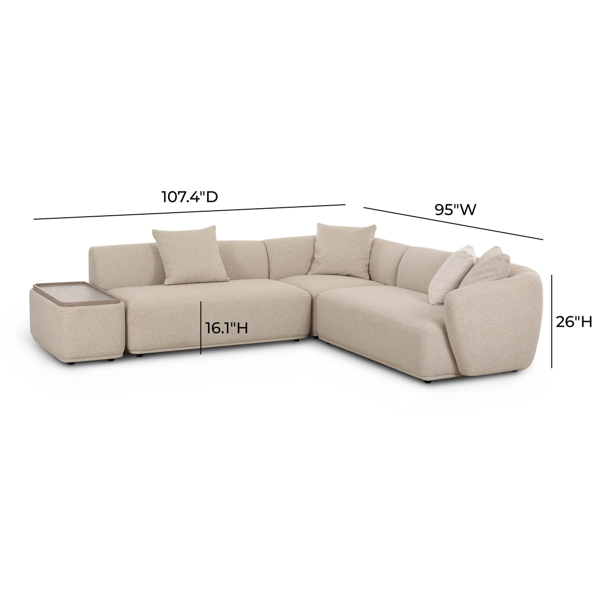 Sylvie Cream Boucle 4-Piece Chaise Sectional by TOV Furniture at Eve Furniture