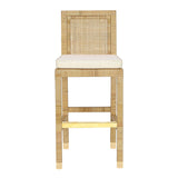 Amara Rattan & Cream Linen Stool by TOV Furniture at Eve Furniture